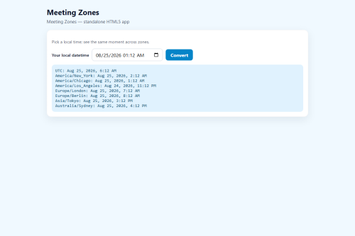 Meeting Zones – WordPress plugin