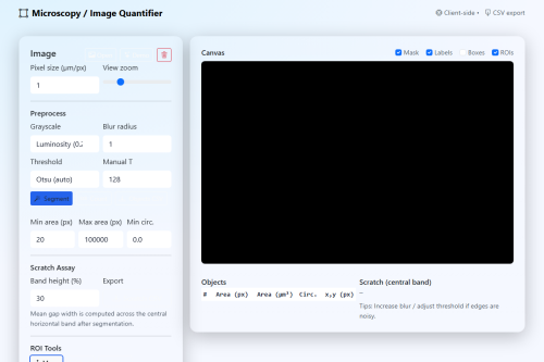 Microscopy Quantifier – HTML5 app