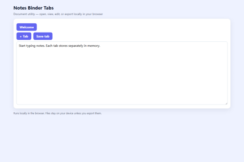 Notes Binder Tabs – HTML5 app