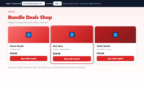 Bundle Deals Shop – HTML5 app
