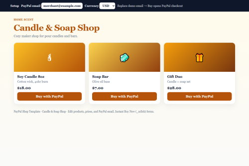 Candle & Soap Shop – HTML5 app