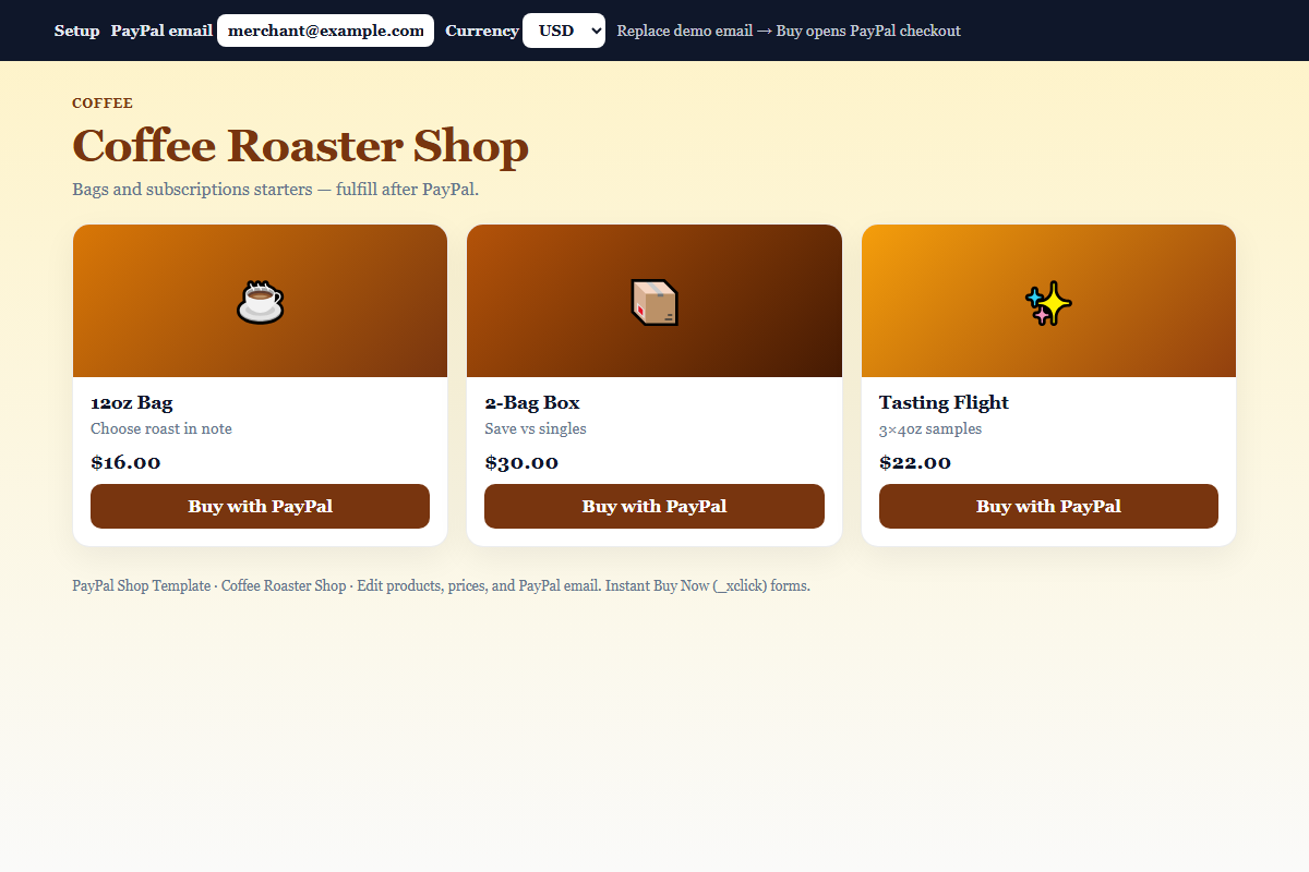 Coffee Roaster Shop – HTML5 app