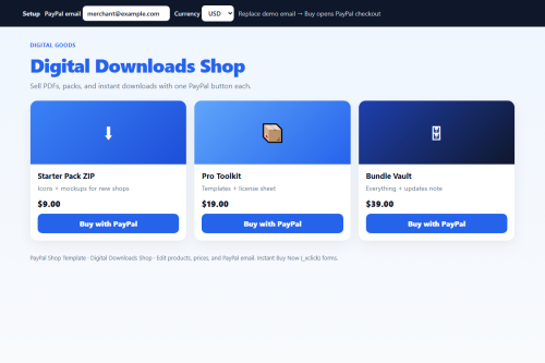 Digital Downloads Shop – HTML5 app