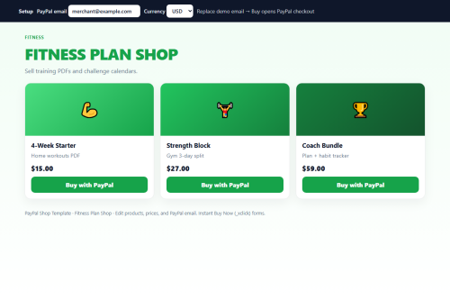 Fitness Plan Shop – HTML5 app