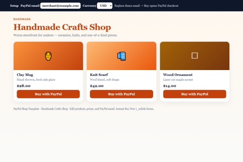 Handmade Crafts Shop – HTML5 app
