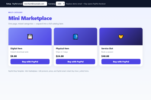 Mini Marketplace – HTML5 app