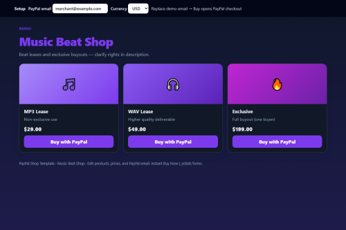 Music Beat Shop – HTML5 app