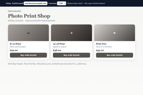 Photo Print Shop – HTML5 app