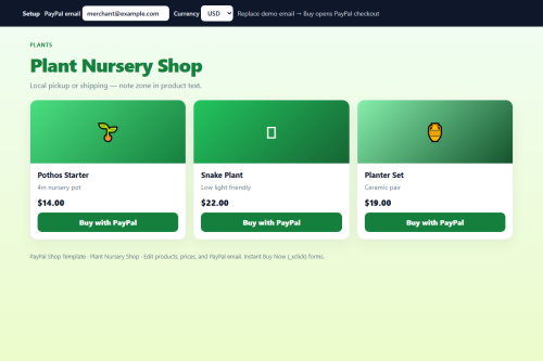 Plant Nursery Shop – HTML5 app
