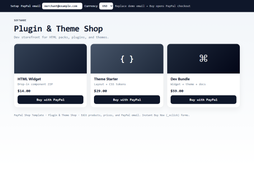 Plugin & Theme Shop – HTML5 app