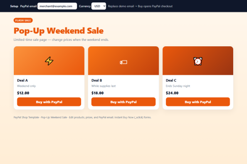 Pop-Up Weekend Sale – HTML5 app