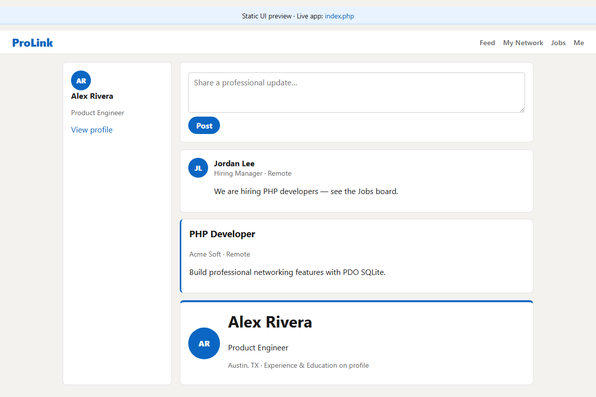 ProLink Network – PHP app