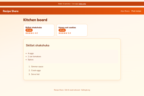 Recipe Share – WordPress plugin