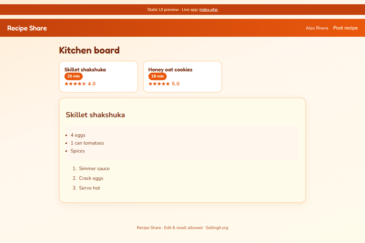 Recipe Share – PHP app