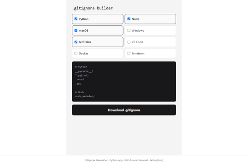 Gitignore Generator – WordPress plugin