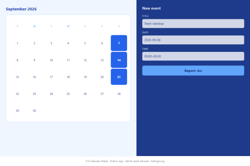 ICS Calendar Maker – WordPress plugin