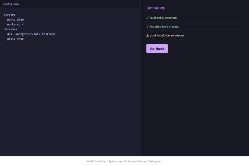 YAML Config Lint – WordPress plugin
