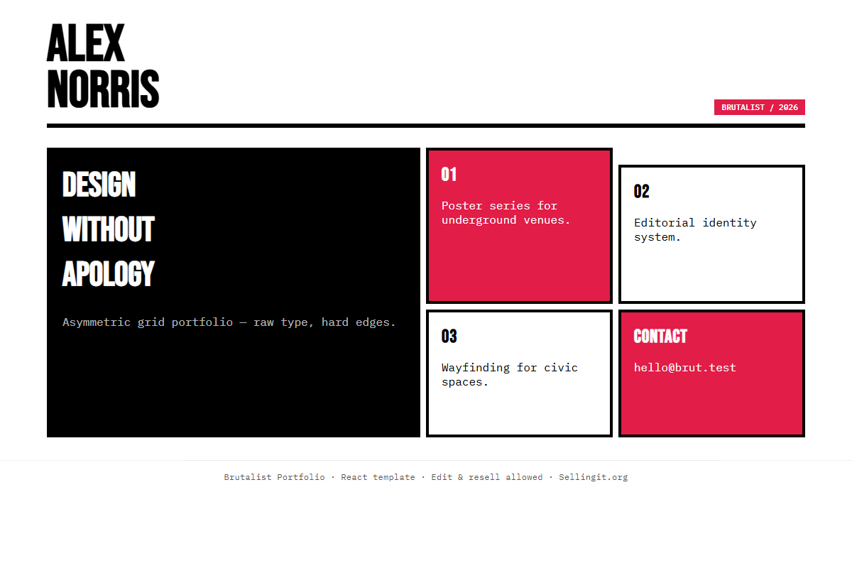 Brutalist Portfolio – HTML5 app