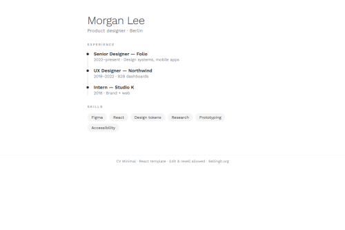 CV Minimal – HTML5 app
