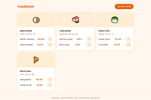 Food Dash – HTML5 app