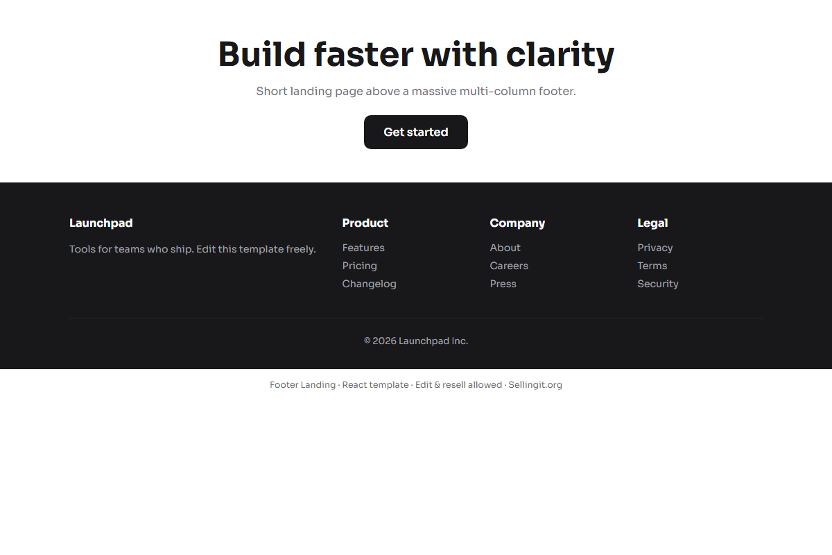 Footer Landing – HTML5 app
