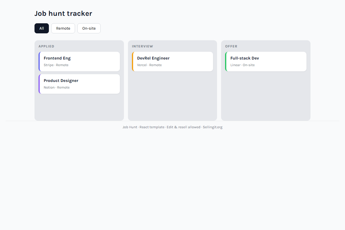 Job Hunt – HTML5 app