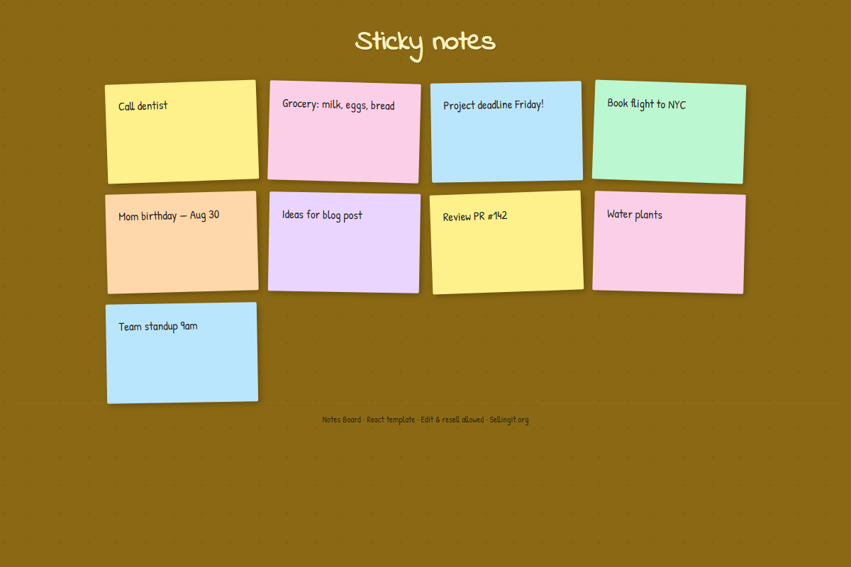 Notes Board – HTML5 app