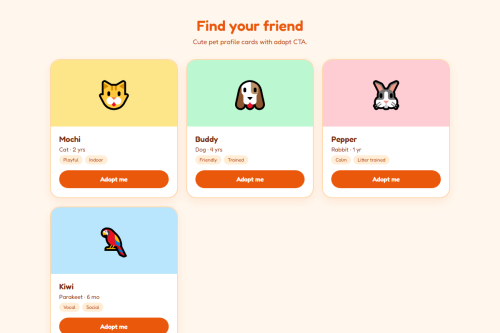 Pet Adoption – HTML5 app