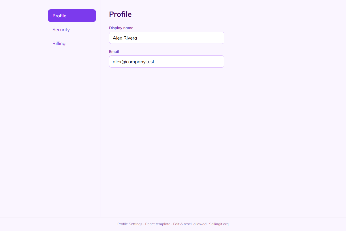 Profile Settings – HTML5 app