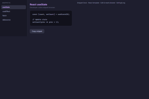 Snippet Dock – WordPress plugin