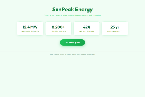 Solar Landing – HTML5 app