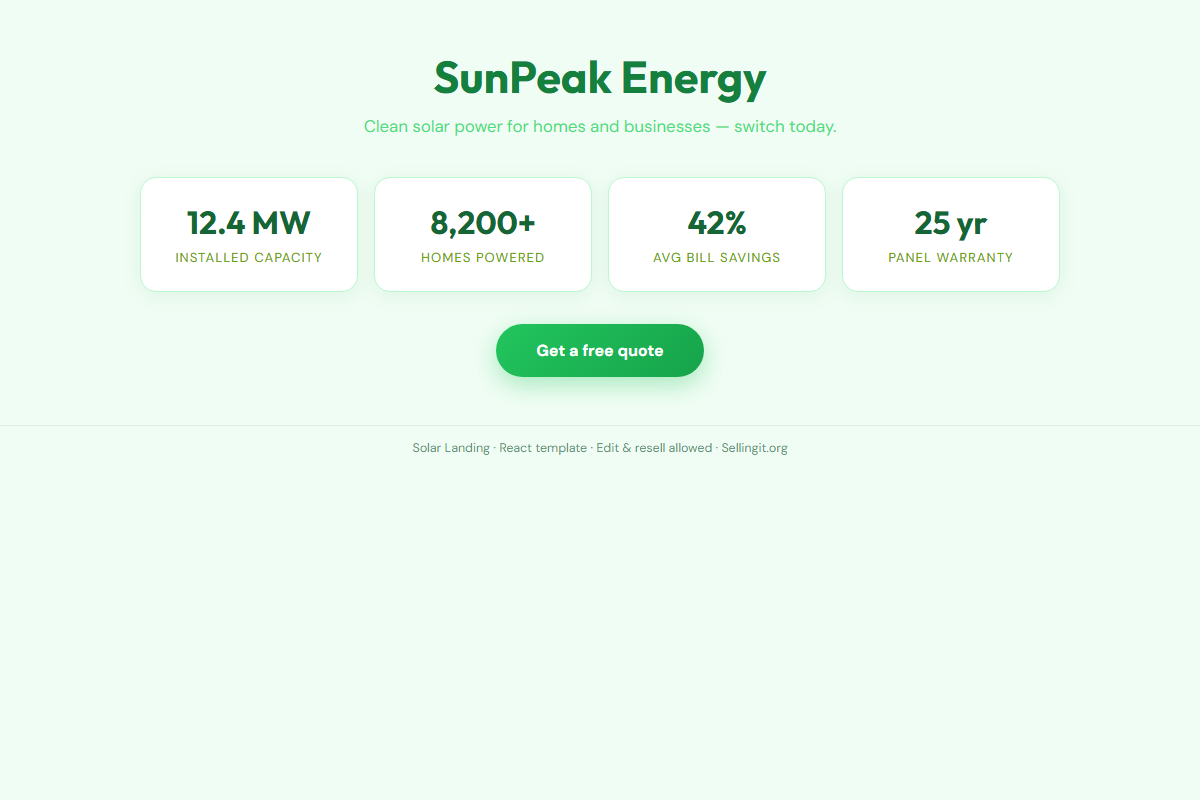 Solar Landing – HTML5 app