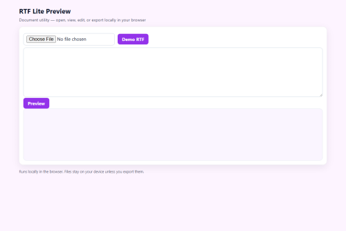RTF Lite Preview – HTML5 app