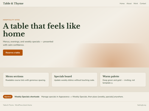 Table & Thyme – WordPress plugin