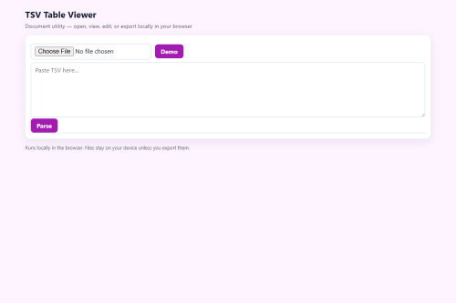 TSV Table Viewer – HTML5 app