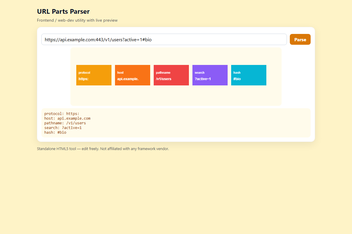 URL Parts Parser – HTML5 app