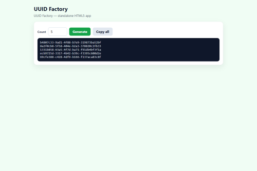 UUID Factory – WordPress plugin