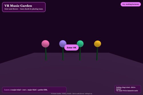 VR Music Garden – WordPress plugin