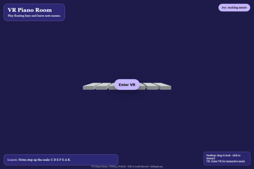 VR Piano Room – WordPress plugin