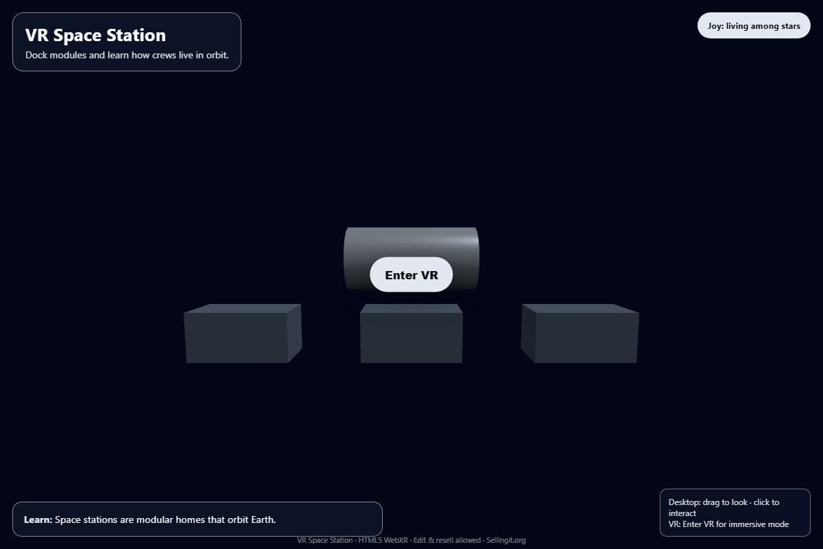 VR Space Station – HTML5 game