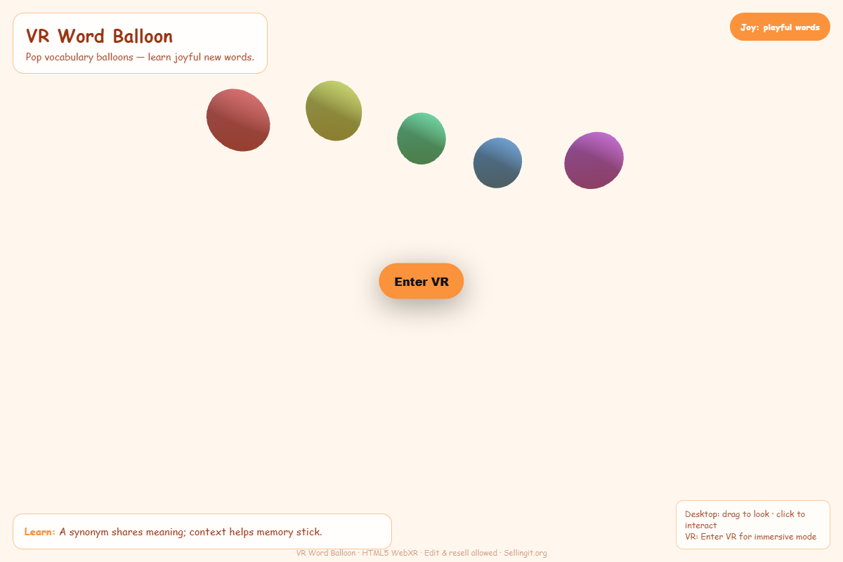 VR Word Balloon – HTML5 game