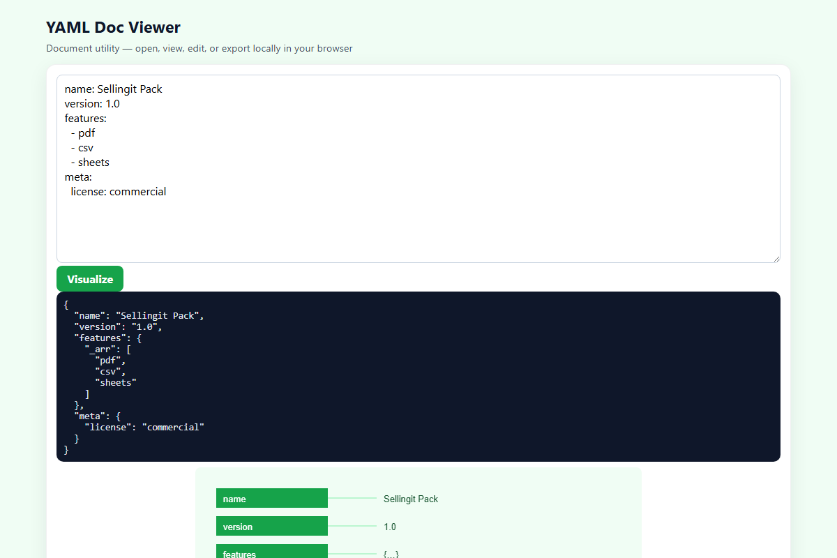 YAML Doc Viewer – HTML5 app